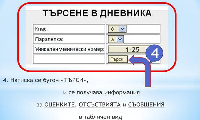 Интерфейс Електронен дневник ПМГ